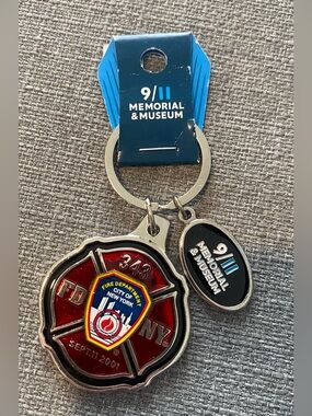 Source Unknown 9/11 Memorial & Museum FDNY Red Silver Keychain